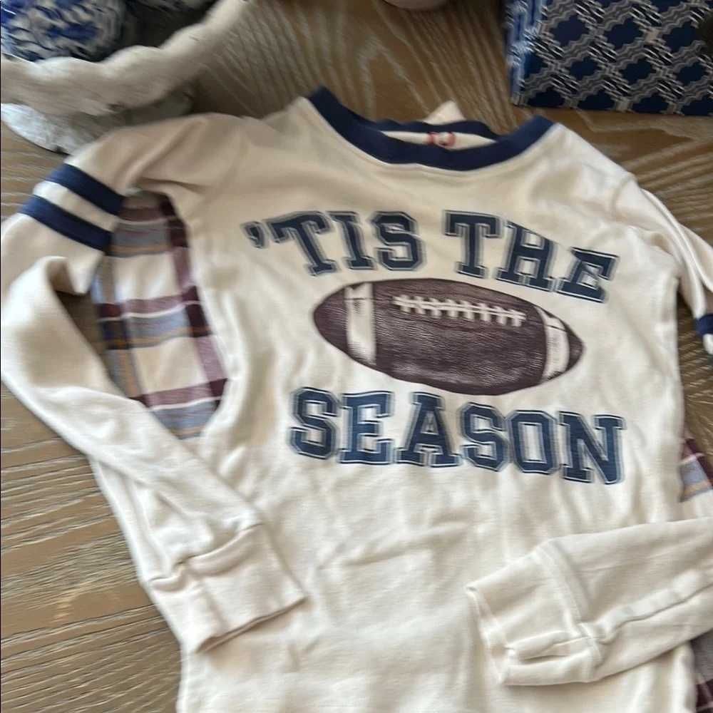 Boys Fall Football Season Plaid Pajama Set Size 8